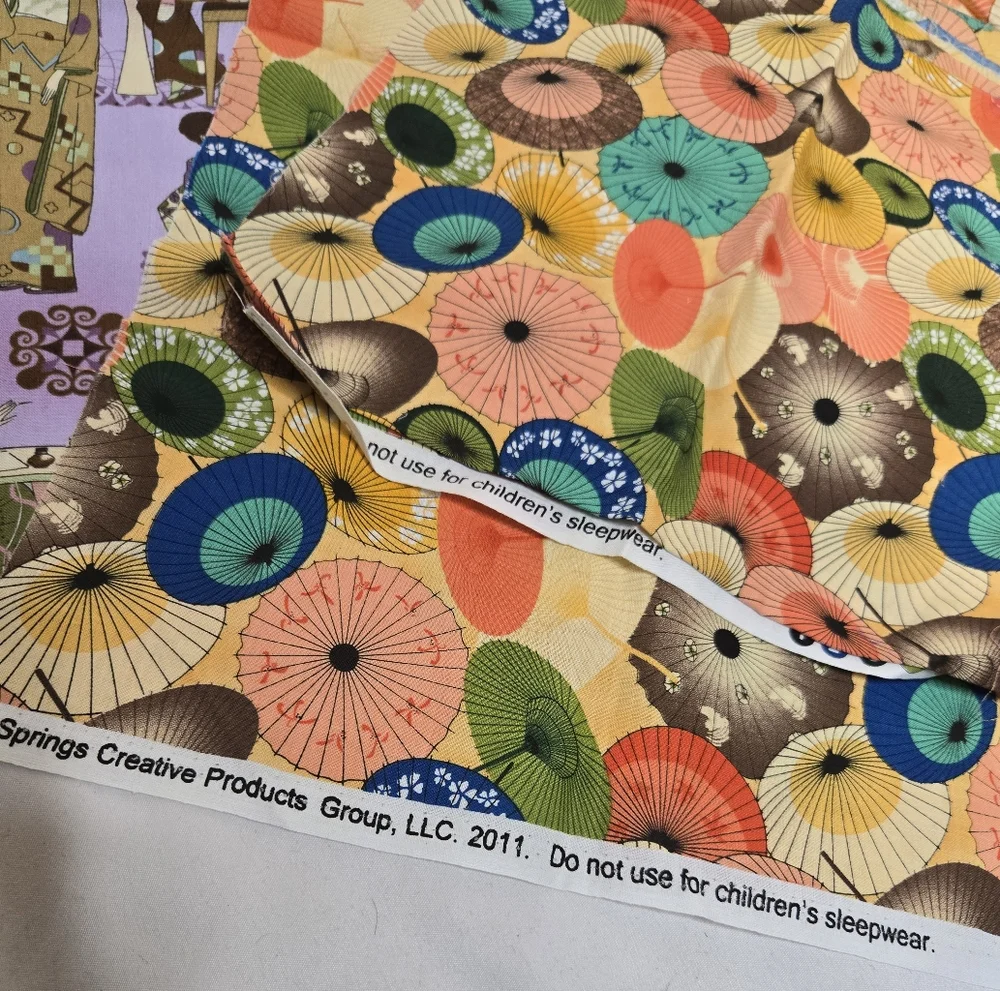 Asian prints Japan geisha cats assorted fabric pieces DIY quilting crafts sewing